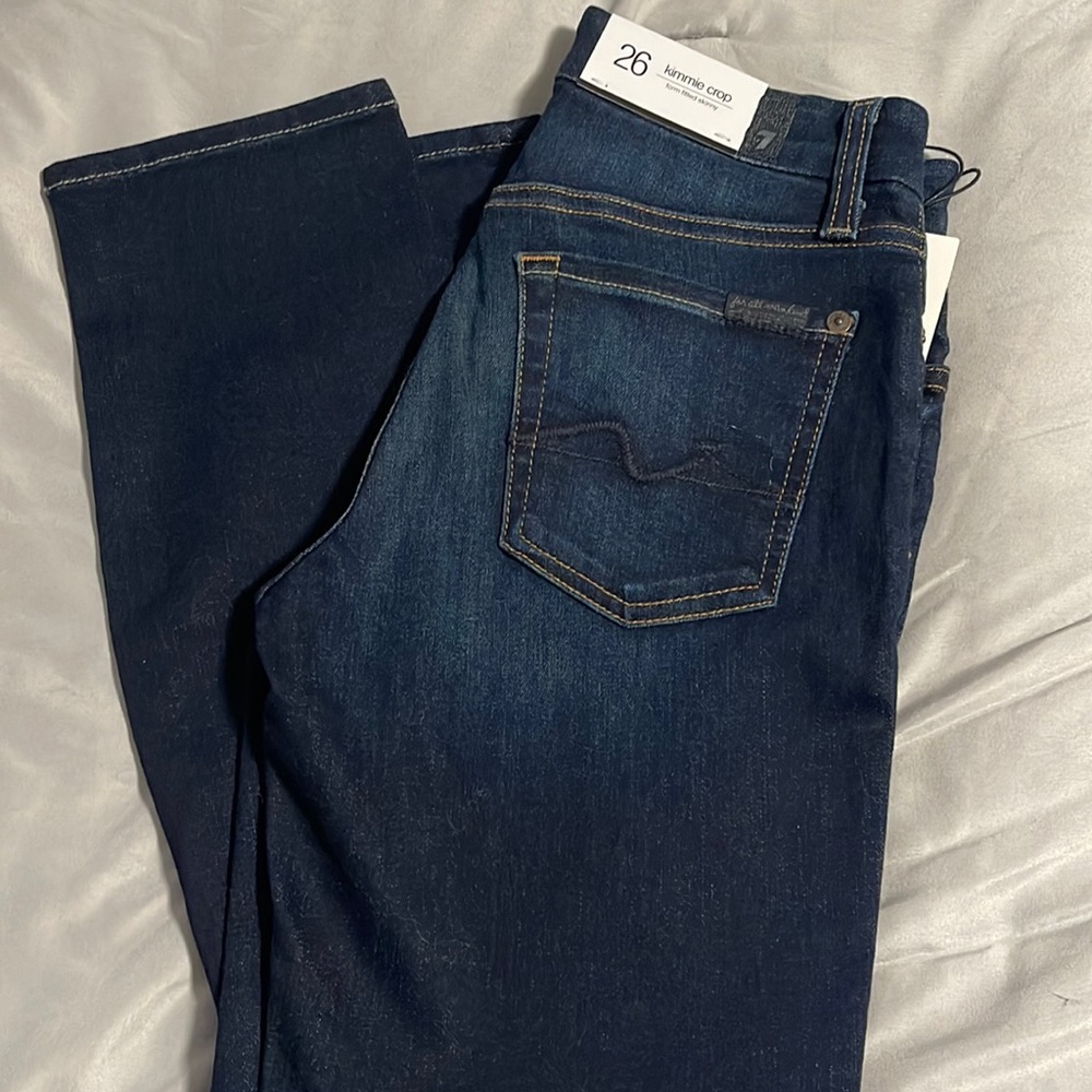 7 for all mankind, cropped jeans size 26 form fitted skinny